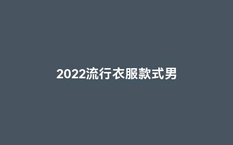 2022流行衣服款式男