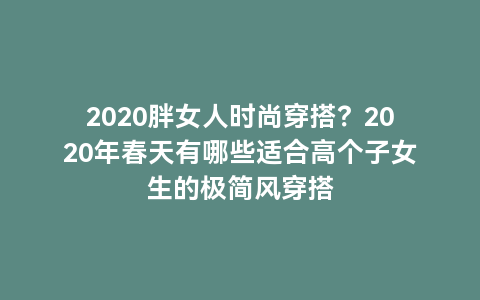 2020胖女人时尚穿搭？2020年春天有哪些适合高个子女生的极简风穿搭