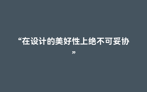 “在设计的美好性上绝不可妥协”