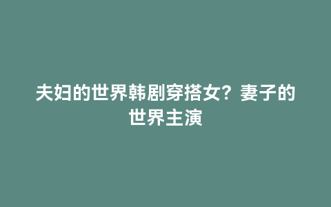 夫妇的世界韩剧穿搭女？妻子的世界主演