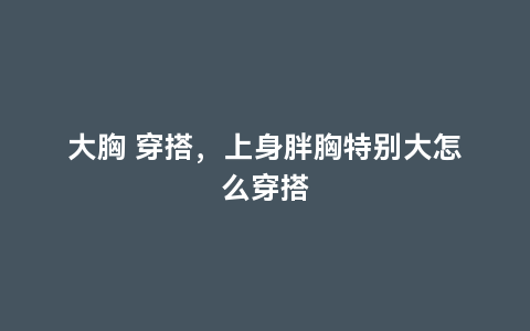 大胸 穿搭，上身胖胸特别大怎么穿搭