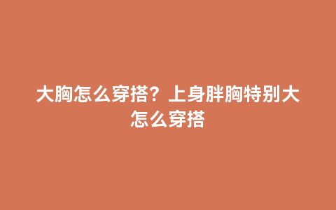 大胸怎么穿搭？上身胖胸特别大怎么穿搭