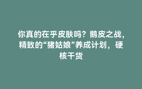 你真的在乎皮肤吗？鹅皮之战，精致的“猪姑娘”养成计划，硬核干货